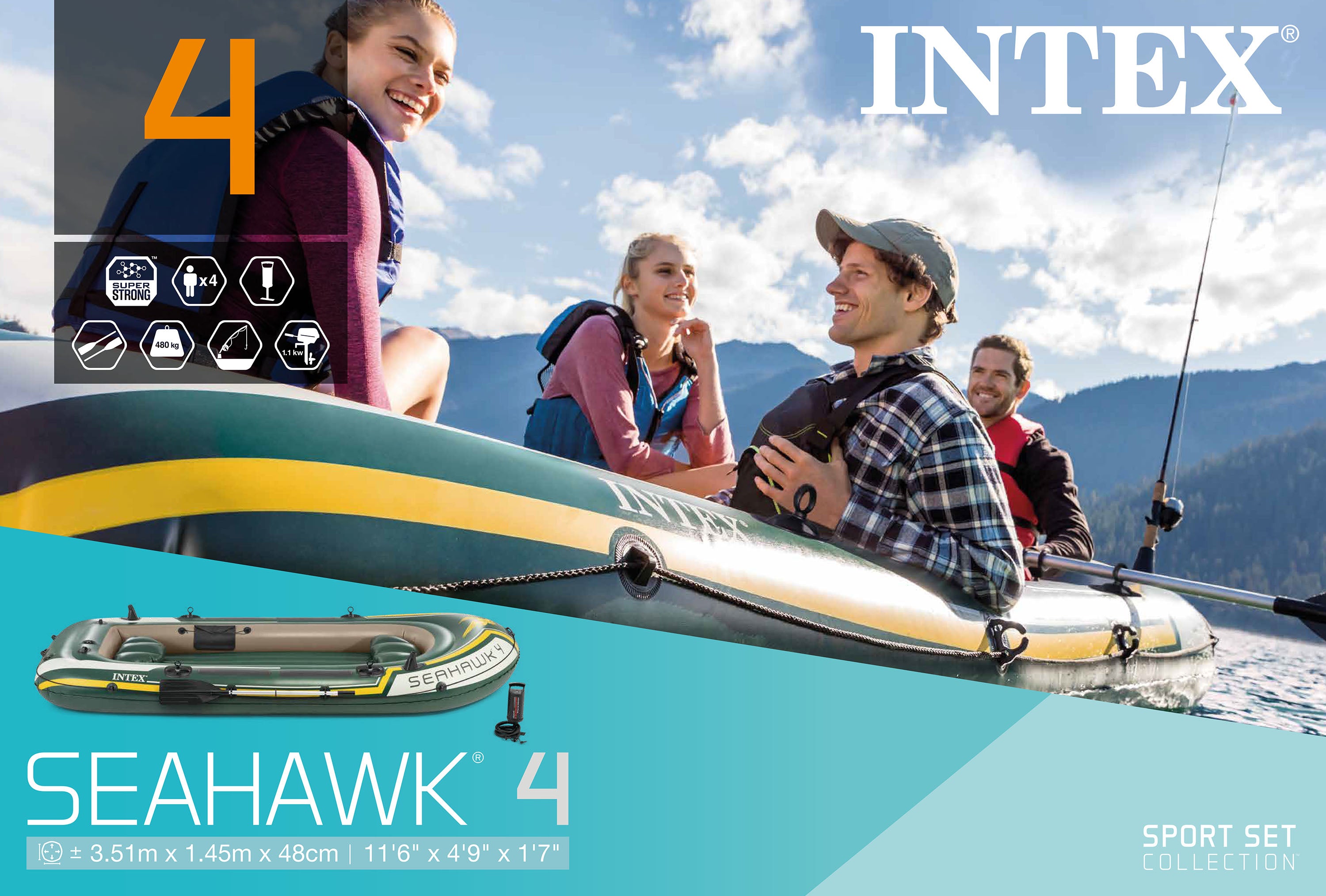 Intex Seahawk 4 Boat Set 68351 V1032-IXSEAHAWK4-68351