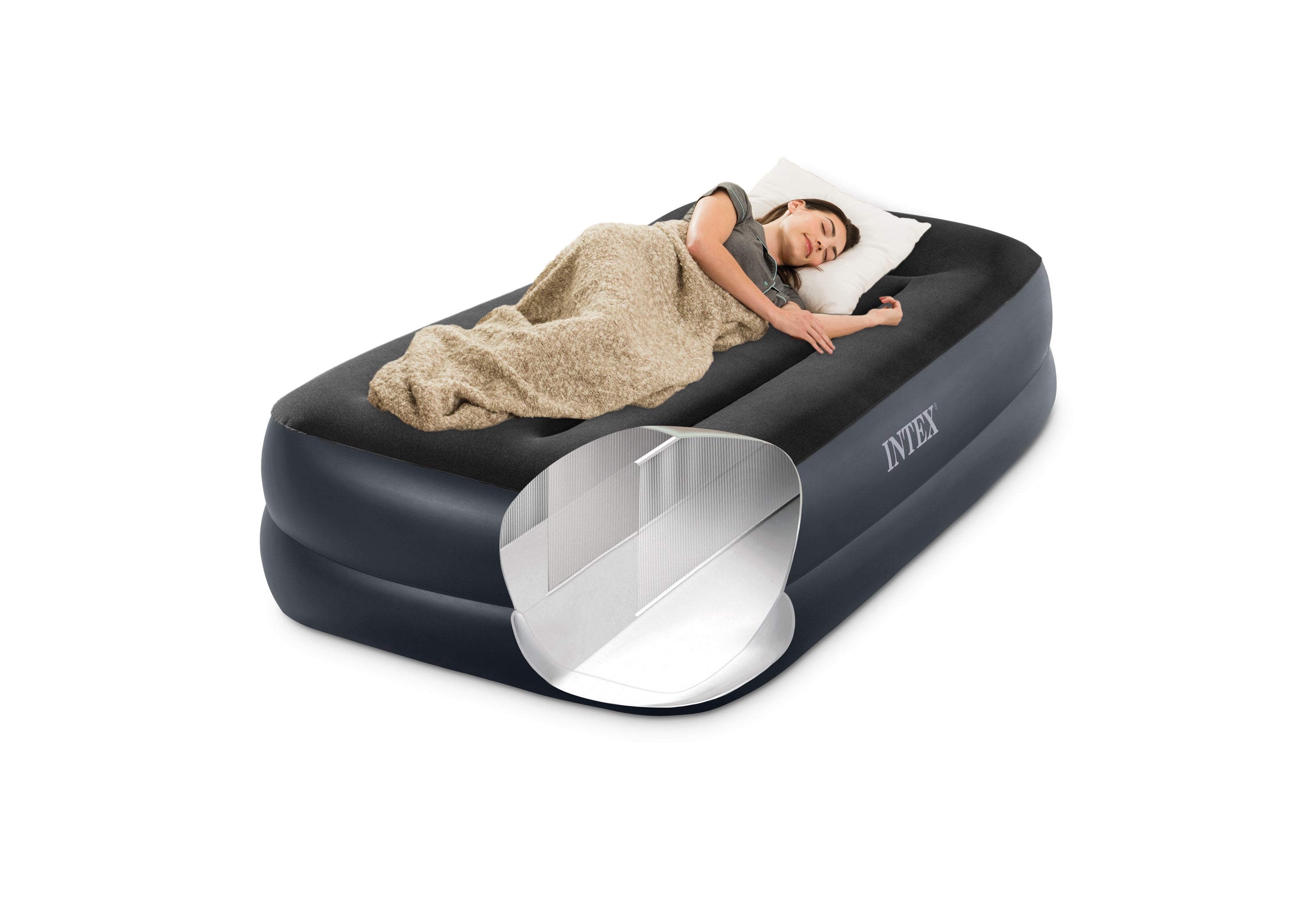 Intex Single (Twin) Pillow Rest Airbed 240v Pump 42cm 64122 V1032-IXSINGLE42-64122