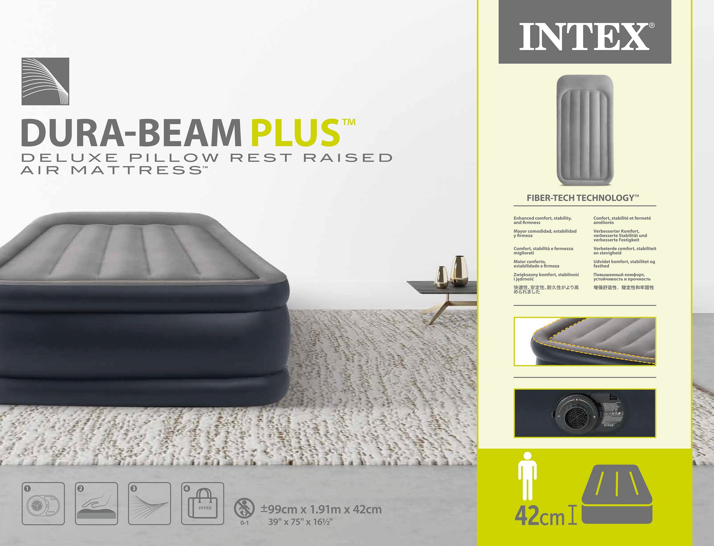 Intex Single (Twin) Plus Series Airbed 42cm 64132 V1032-IXSINGLE42ESSEN-64132