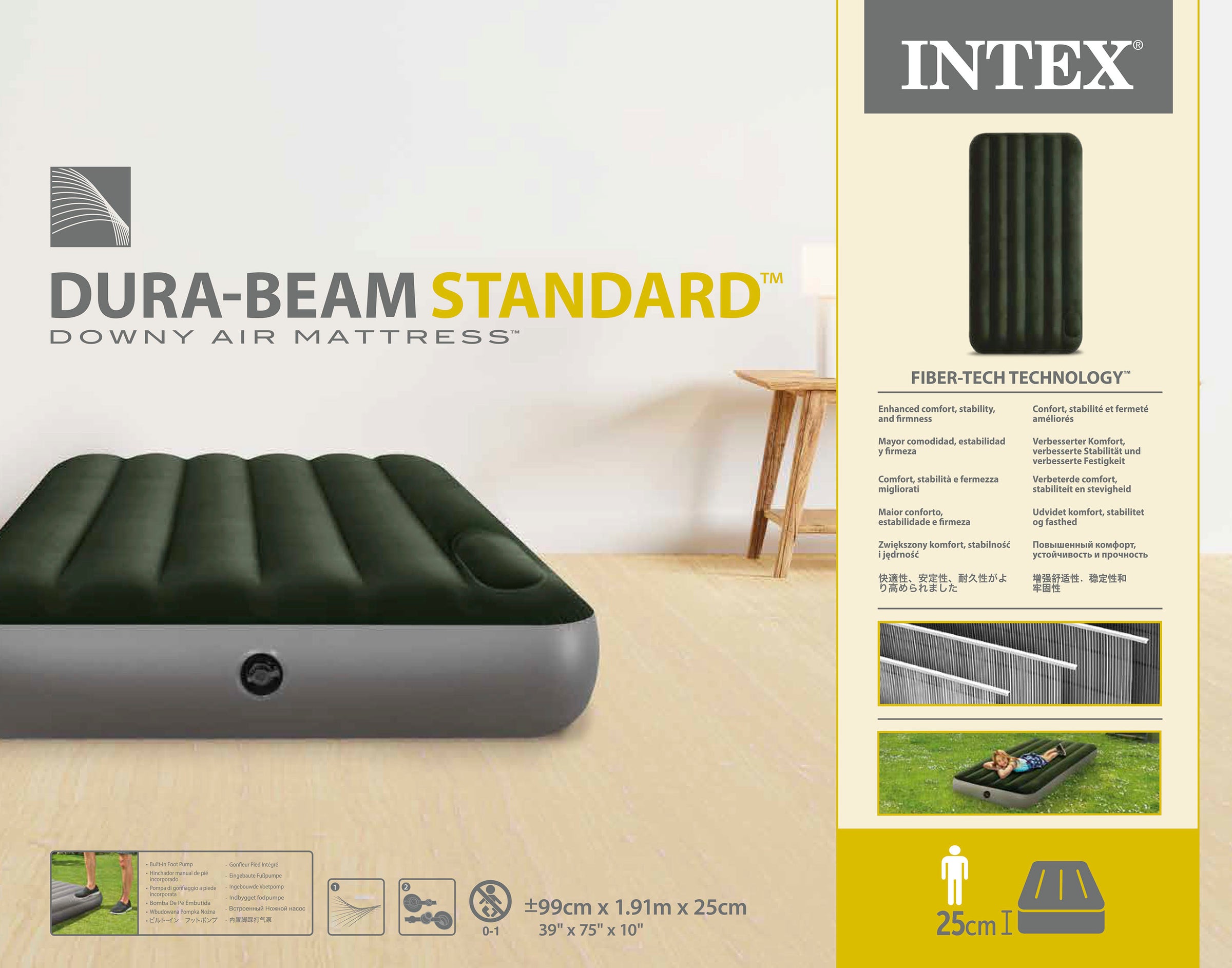 Intex Single (Twin) Classic Airbed With Built in Pump 64761 V1032-IXSINGLEDOWNYBIP25-64761