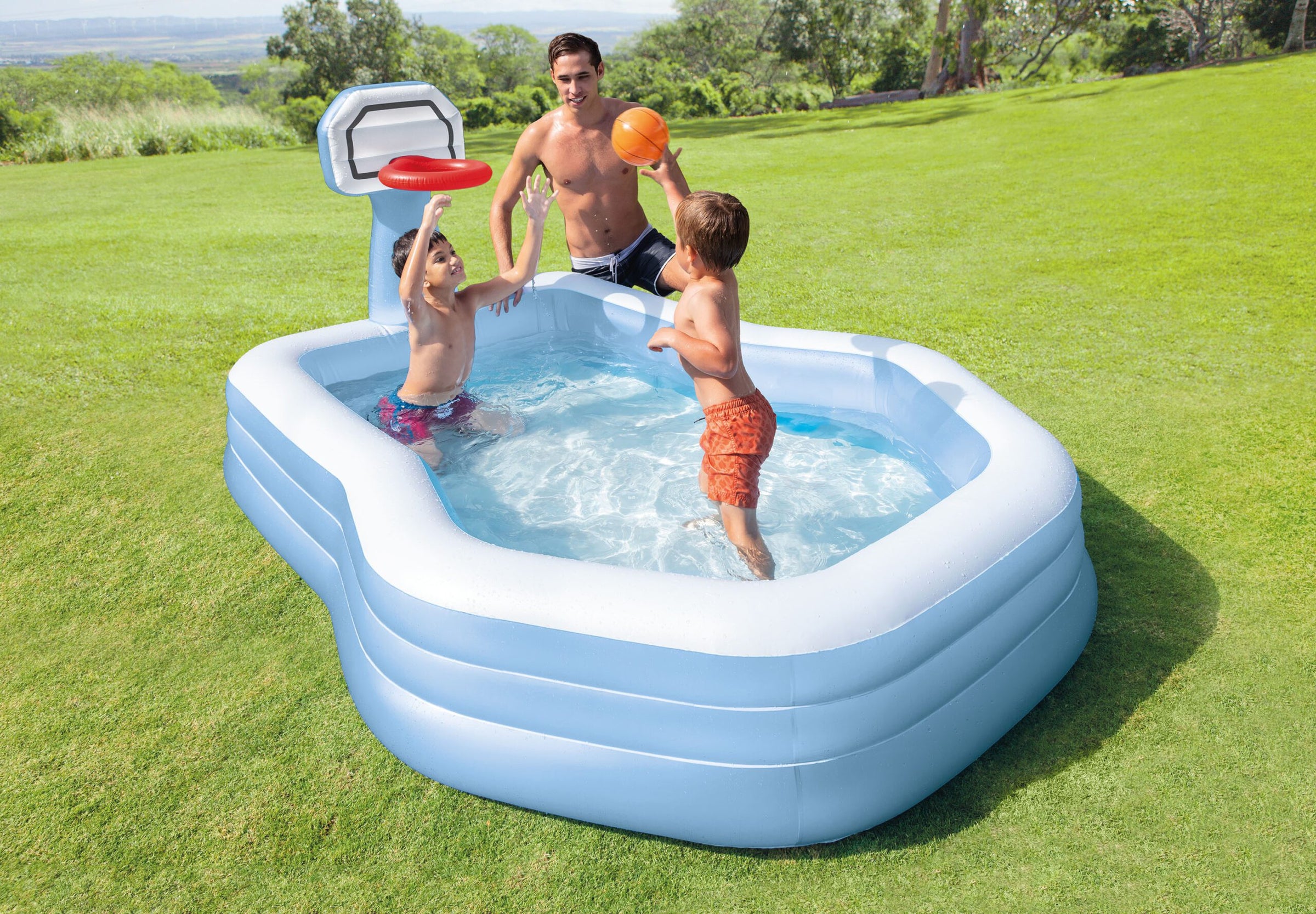 Intex Swim Center Shootin' Hoops Inflatable Pool 2.57m x 1.88m 57183 V1032-IXSWIMCENTREHOOPS-57183