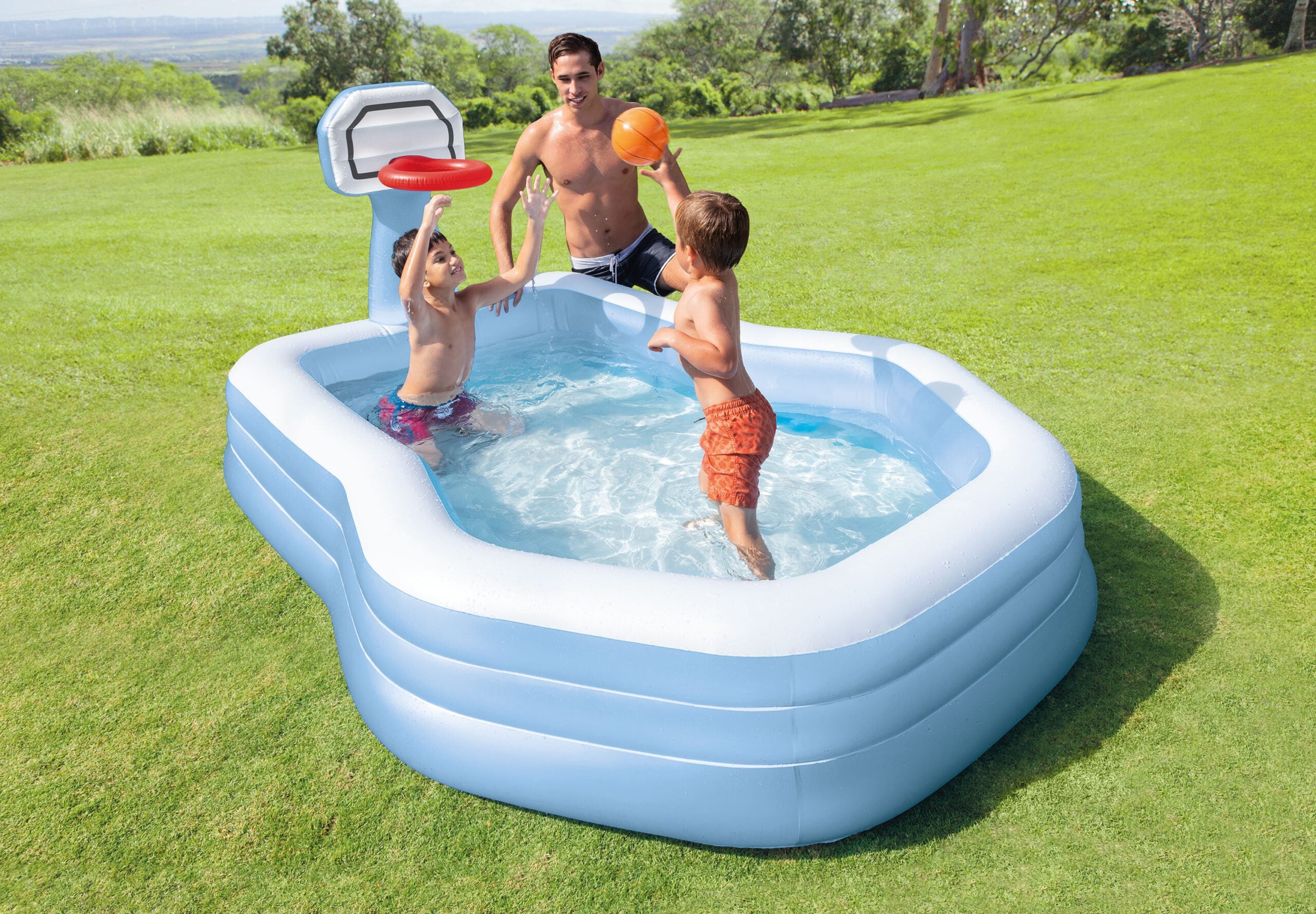 Intex Swim Center Shootin' Hoops Inflatable Pool 2.57m x 1.88m 57183 V1032-IXSWIMCENTREHOOPS-57183