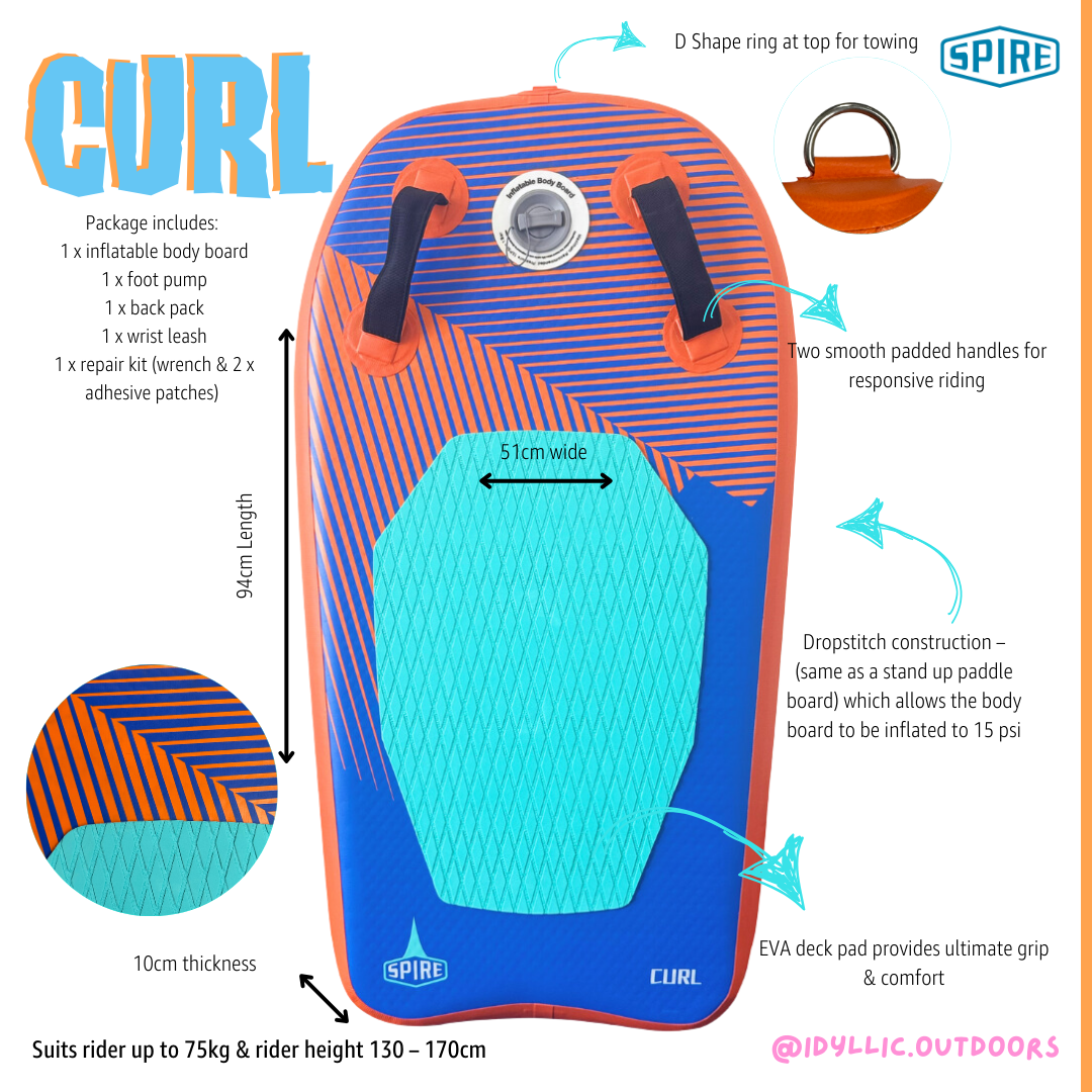 Spire Curl Inflatable Body Board - SP-BB-94 V1032-SP-BB-94