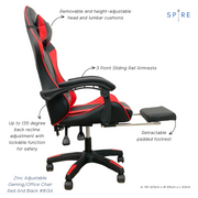 Spire Zinc Adjustable Gaming/Office Chair Red And Black 813A V1032-SP-ZINCGAMINGCHAIR_813A_RB