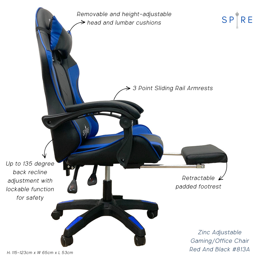 Spire Zinc Adjustable Gaming/Office Chair Blue And Black - 813F V1032-SP-ZINCGAMINGCHAIR_813F