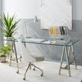 Stainless Steel & Glass Venus Office Desk Table V1041-DT-1154
