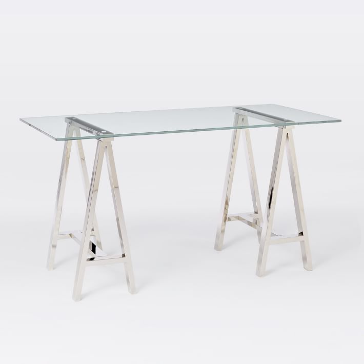 Stainless Steel & Glass Venus Office Desk Table V1041-DT-1154