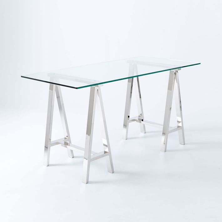 Stainless Steel & Glass Venus Office Desk Table V1041-DT-1154