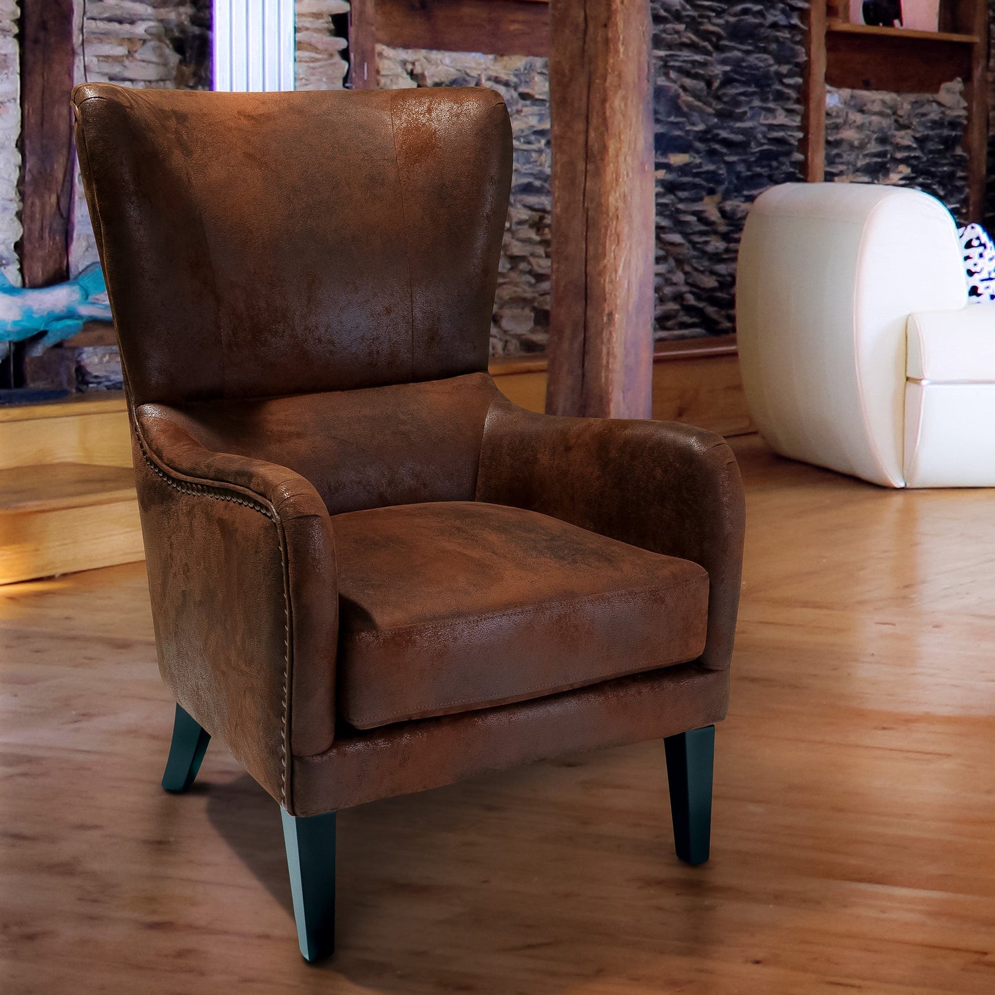 Salerno Brown Microfibre High Back Armchair V1041-JLC-1081FABRIC