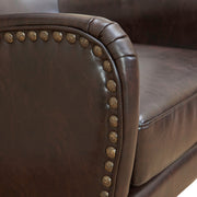 Vintage Brown Bonded Leather High Back Armchair V1041-JLC-1081LEATHER