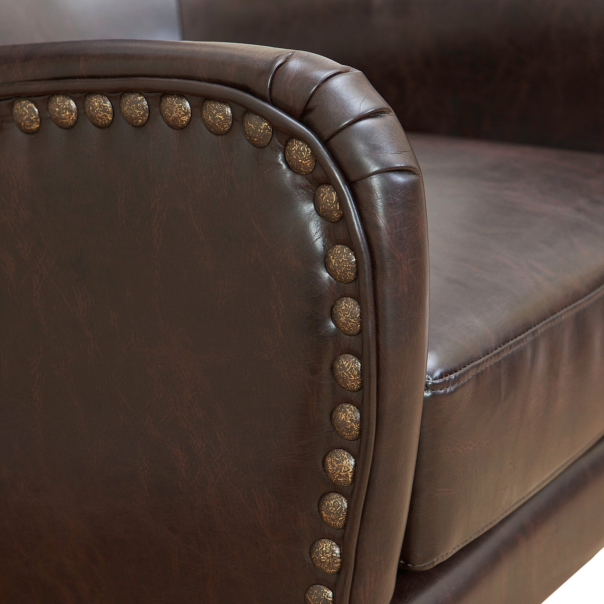 Vintage Brown Bonded Leather High Back Armchair V1041-JLC-1081LEATHER
