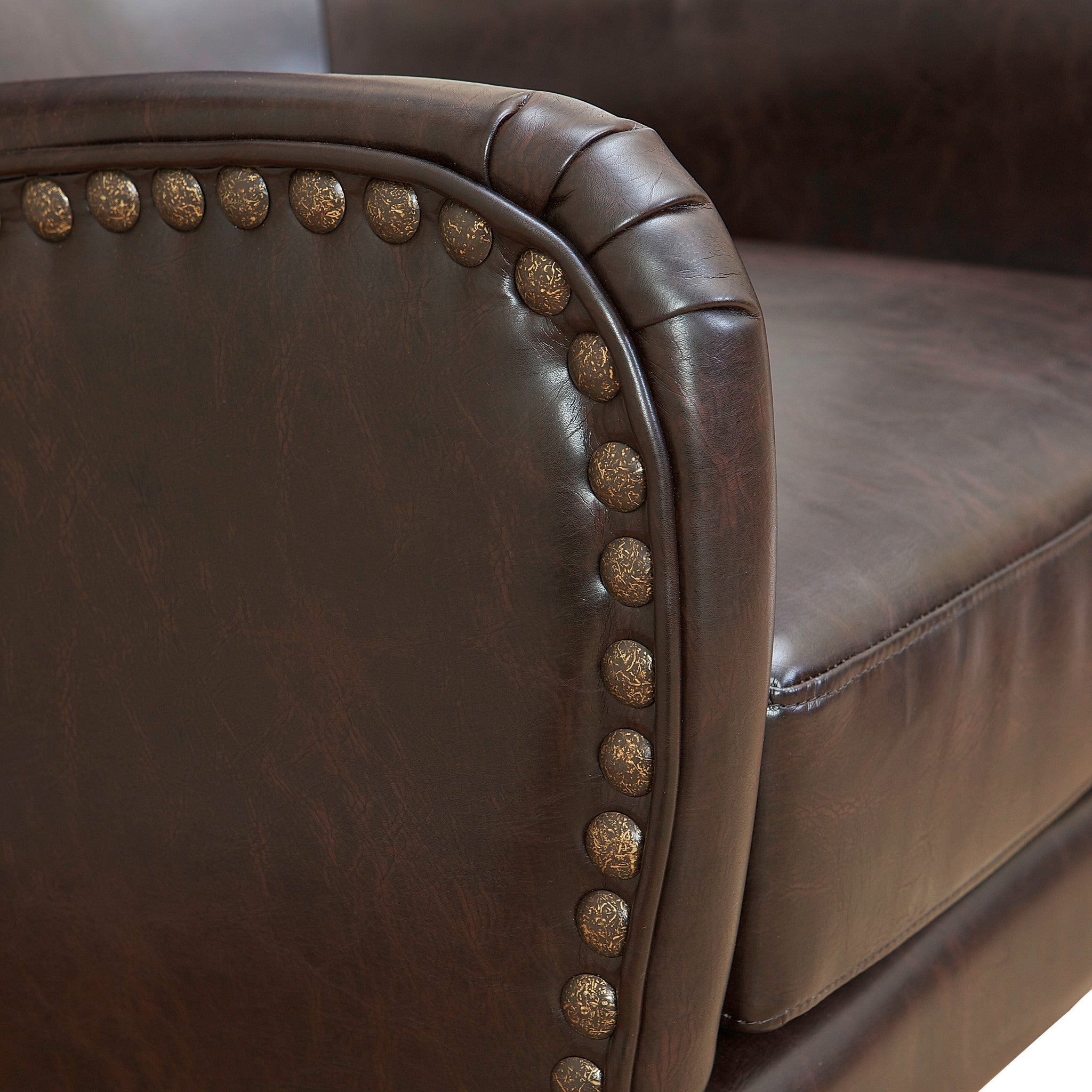 Vintage Brown Bonded Leather High Back Armchair V1041-JLC-1081LEATHER