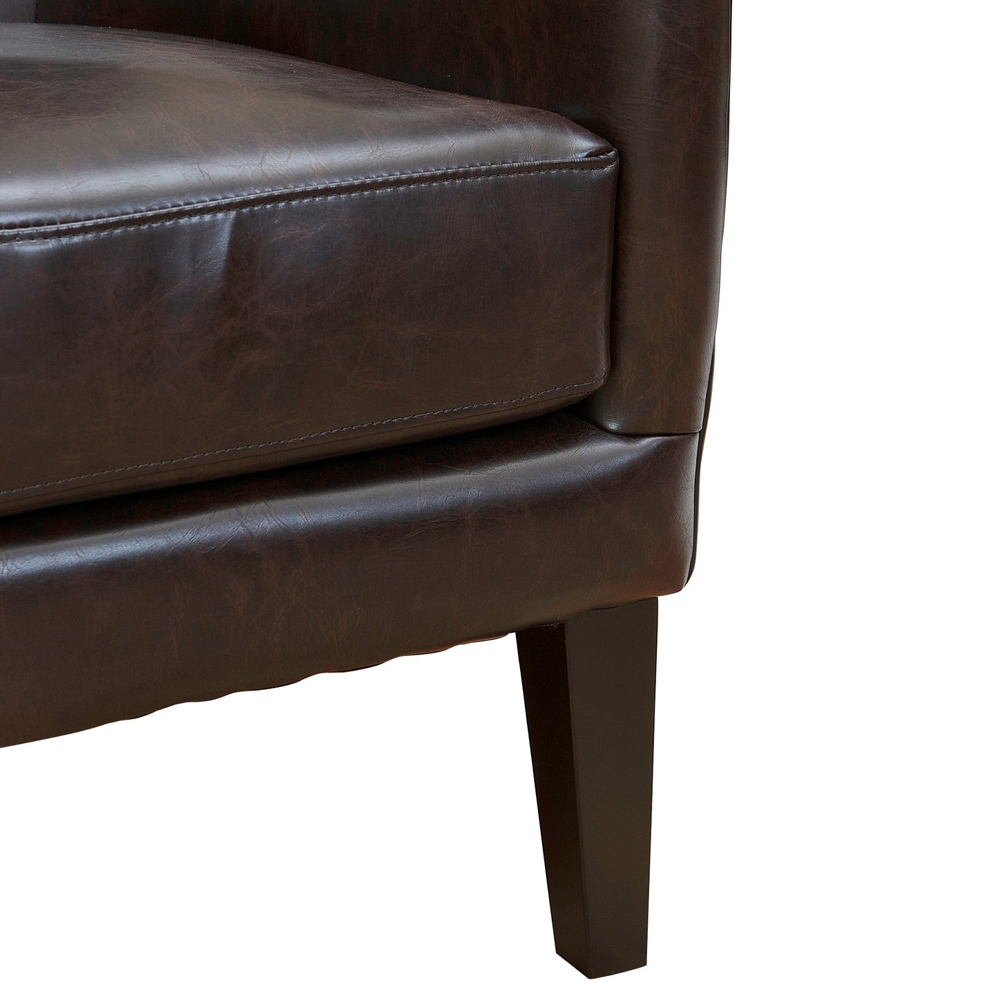 Vintage Brown Bonded Leather High Back Armchair V1041-JLC-1081LEATHER