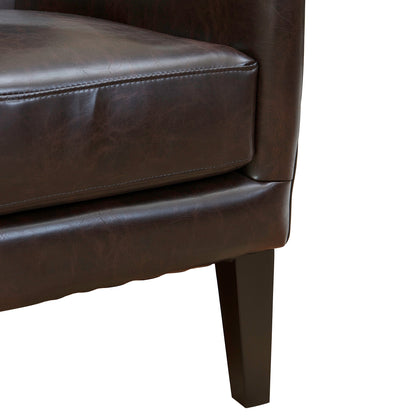 Vintage Brown Bonded Leather High Back Armchair V1041-JLC-1081LEATHER