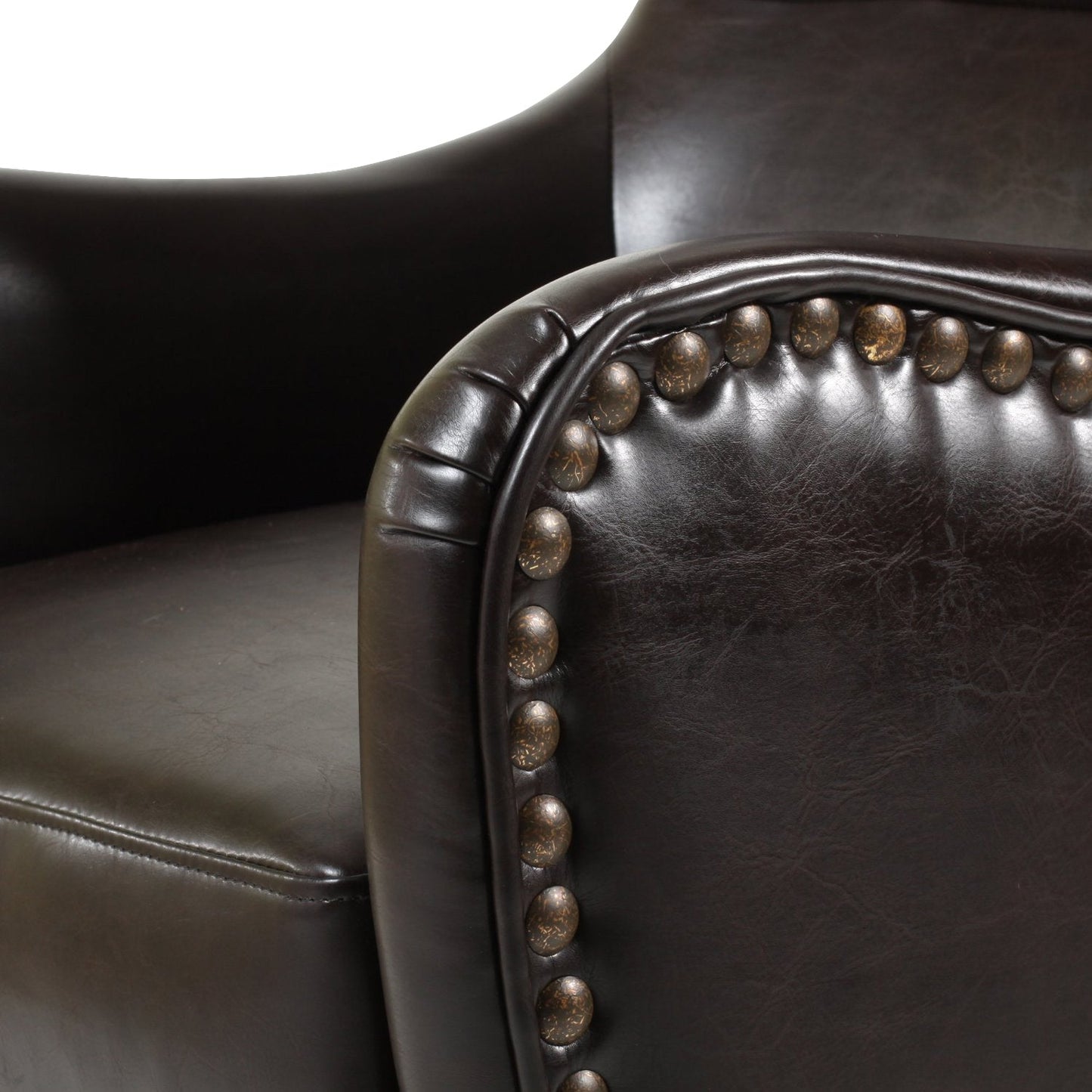 Vintage Brown Bonded Leather High Back Armchair V1041-JLC-1081LEATHER