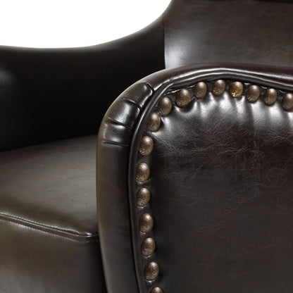 Vintage Brown Bonded Leather High Back Armchair V1041-JLC-1081LEATHER