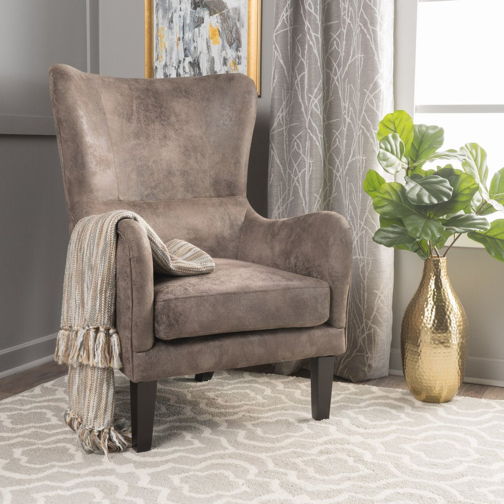 Vintage Grey/Brown Microfibre High Back Armchair V1041-JLC-1081LIGHTBROWN