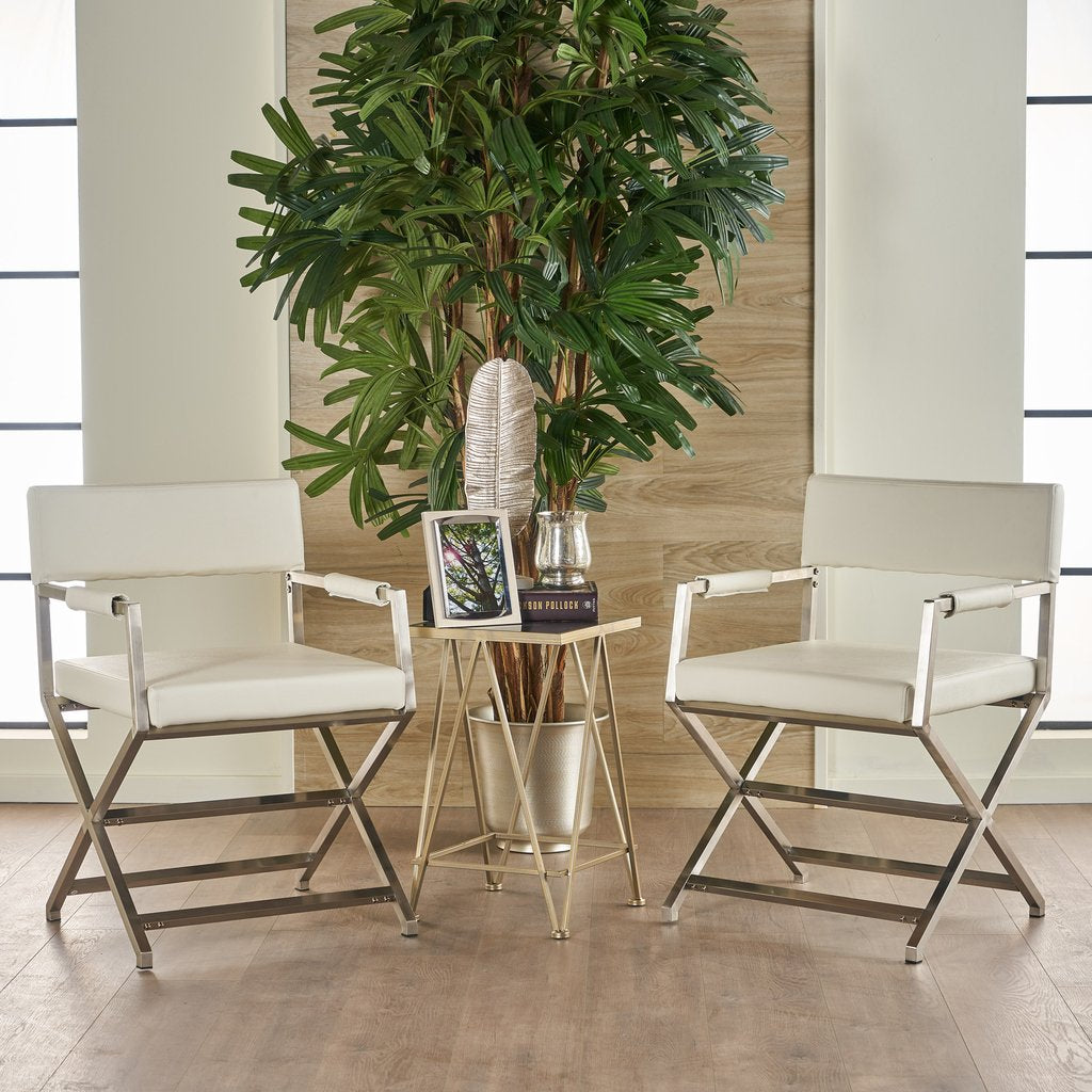Rocklin Steel & Bonded Leather Director chair Armchair in White V1041-JMC-1044WHITE