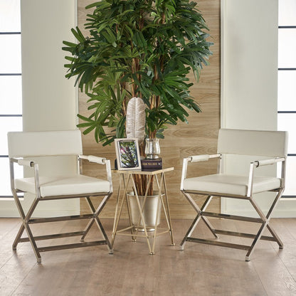 Rocklin Steel & Bonded Leather Director chair Armchair in White V1041-JMC-1044WHITE