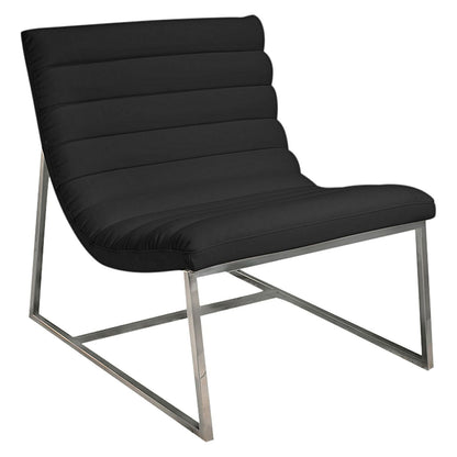 Caviar Bonded Leather & Steel Lounge Accent Chair in Black V1041-JMC-1059BLACK