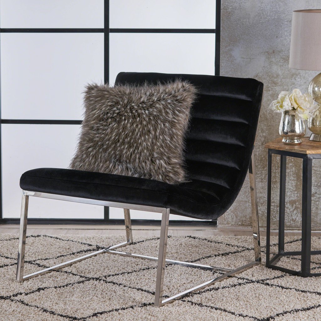 Glorie Black Velvet Sofa Accent Chair ArmChair V1041-JMC-1060BLACK