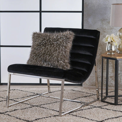 Glorie Black Velvet Sofa Accent Chair ArmChair V1041-JMC-1060BLACK