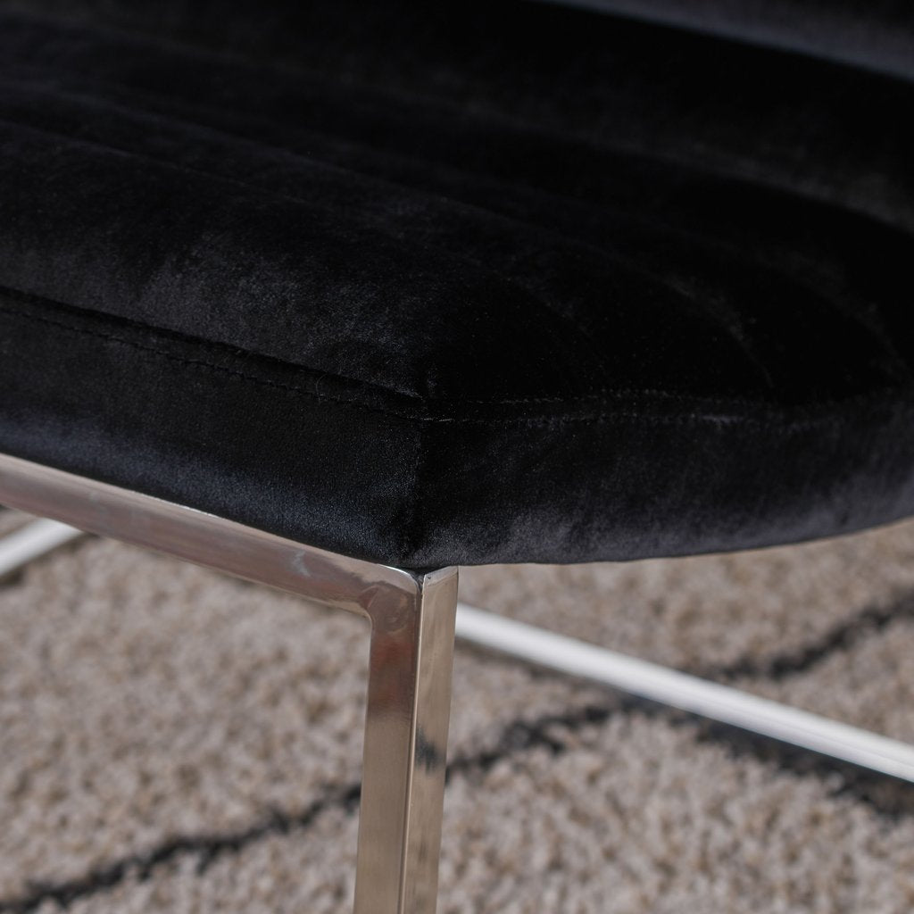 Glorie Black Velvet Sofa Accent Chair ArmChair V1041-JMC-1060BLACK