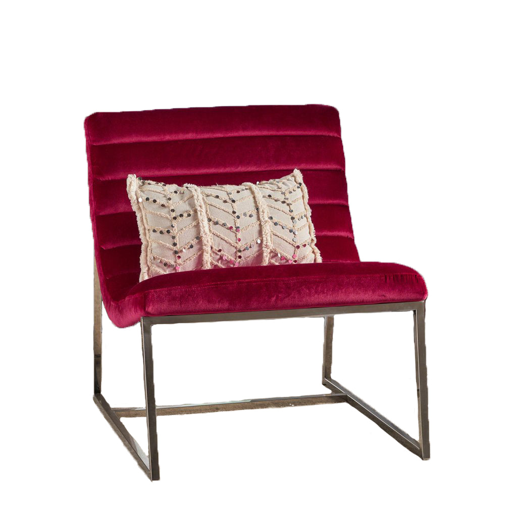 Glorie Garnet/Red Velvet Sofa Accent Chair ArmChair V1041-JMC-1060GARNET