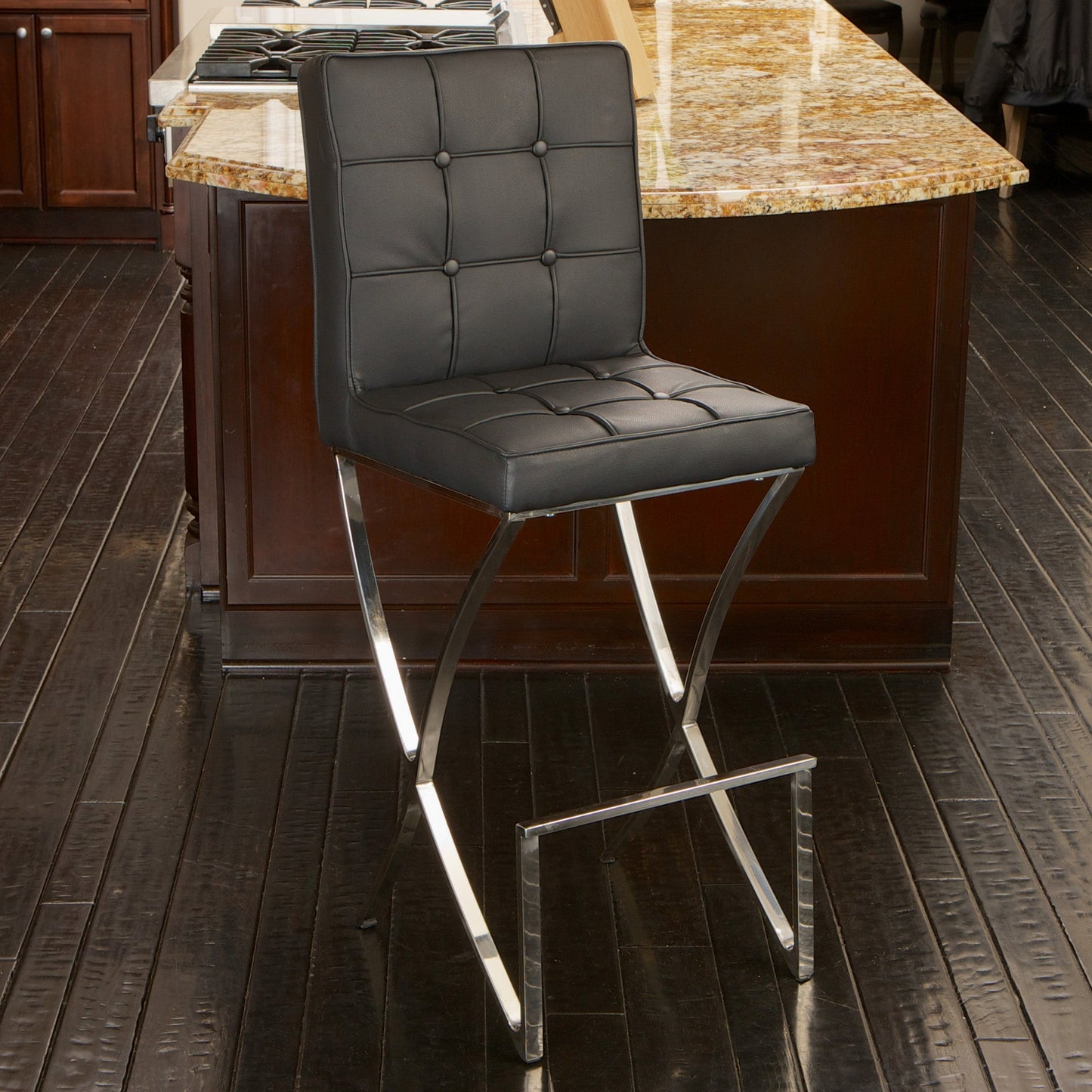 Pandora Bonded Leather & Steel Bar Stool in Black V1041-JMC-1083BLACK