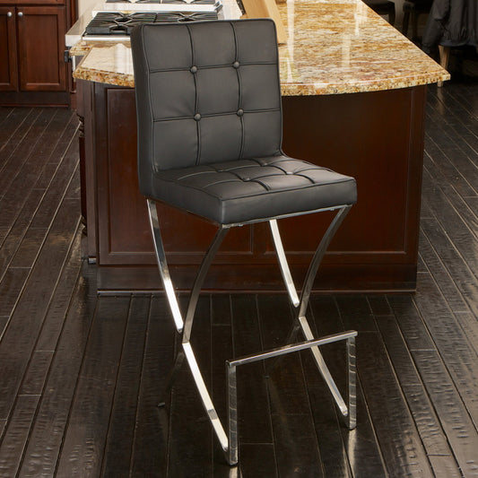 Pandora Bonded Leather & Steel Bar Stool in Black V1041-JMC-1083BLACK