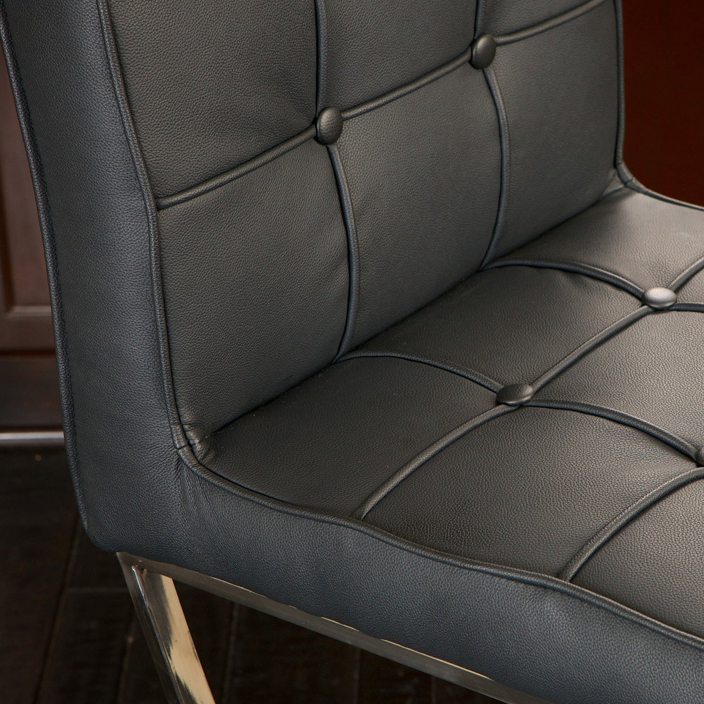 Pandora Bonded Leather & Steel Bar Stool in Black V1041-JMC-1083BLACK