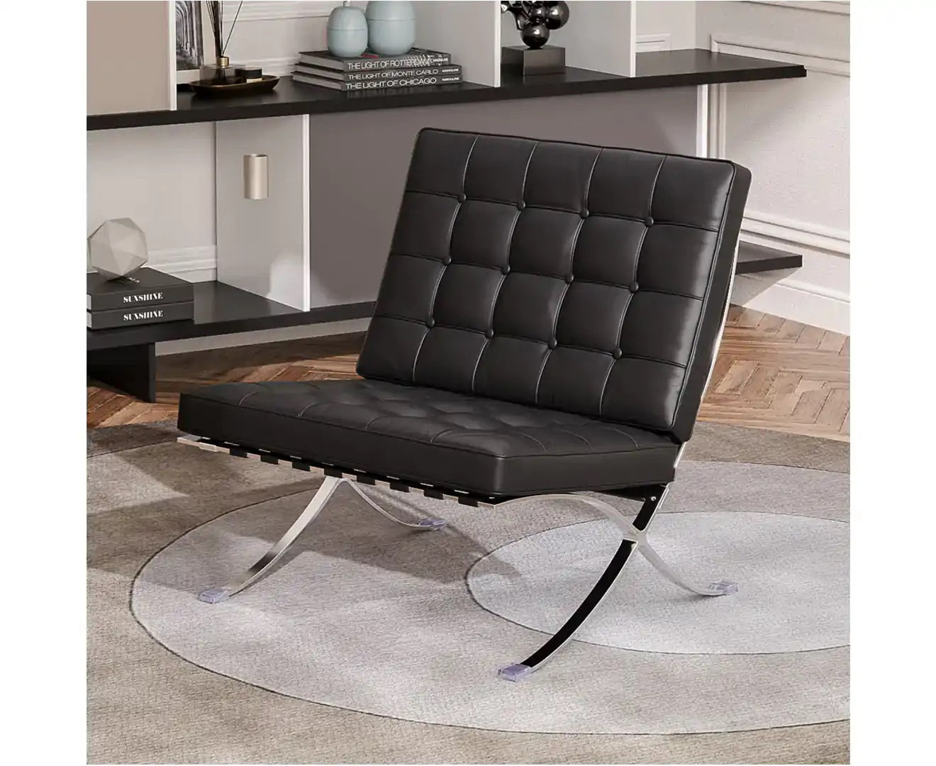 Black Barcelona Chair - Classic Version - Replica V1041-JMC-1085BLACK