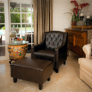 Coogee Bonded Leather Armchair & Ottoman in Brown V1041-JSF-5007CBROWN