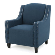 Camden Linen Fabric Studded Armchair in Dark Blue V1041-JSF-5007CDARKBLUE