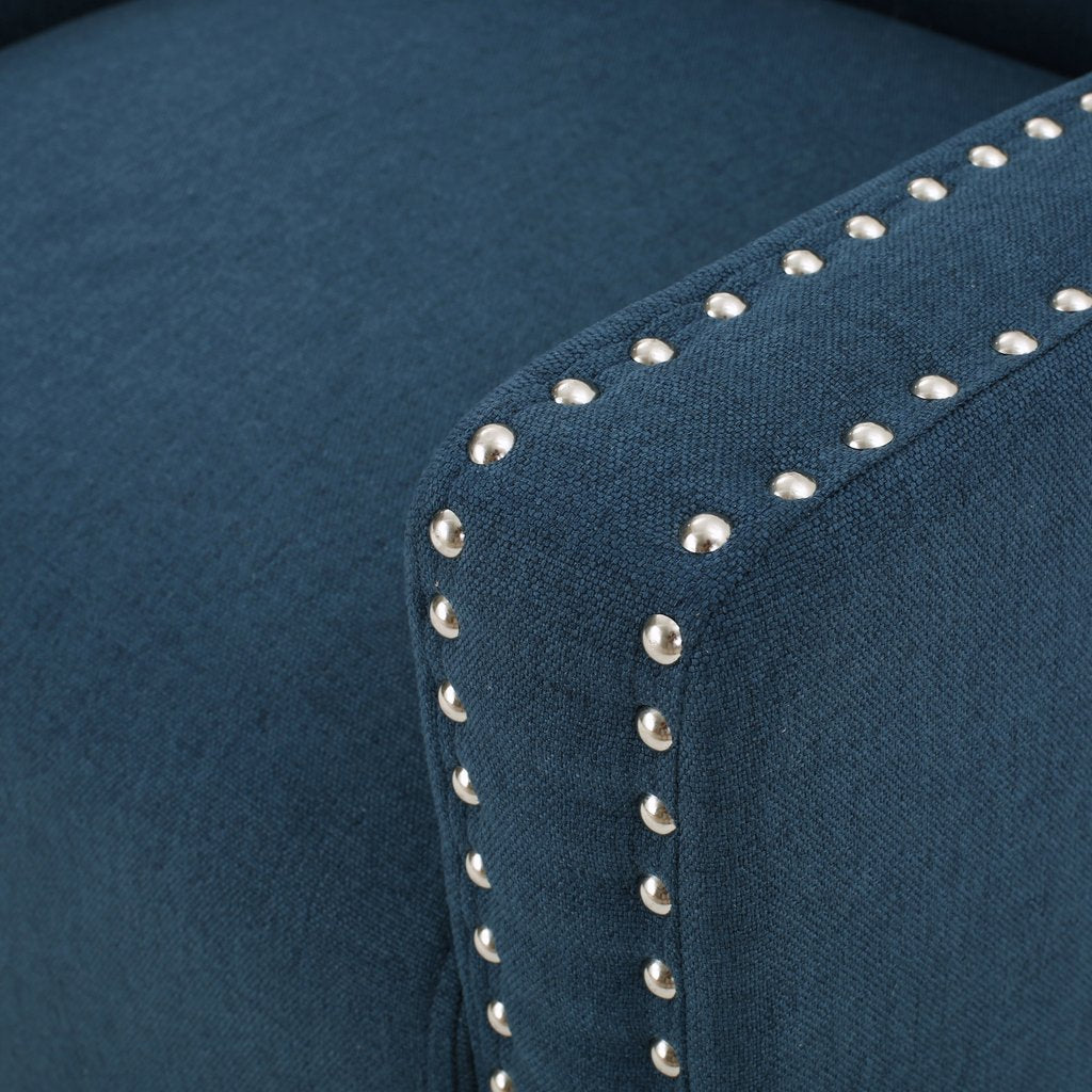 Camden Linen Fabric Studded Armchair in Dark Blue V1041-JSF-5007CDARKBLUE