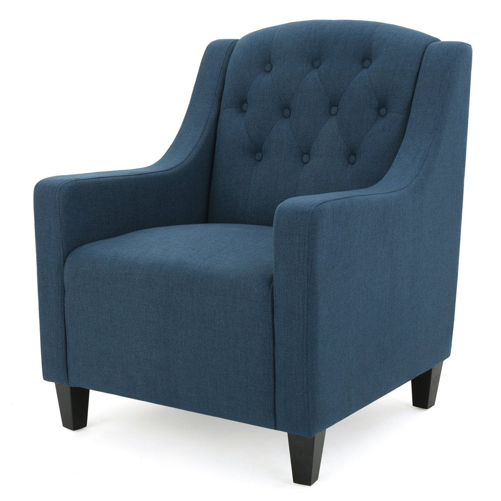 Canberra Linen Fabric Tufted Armchair in Dark Blue V1041-JSF-5007DARKBLUE