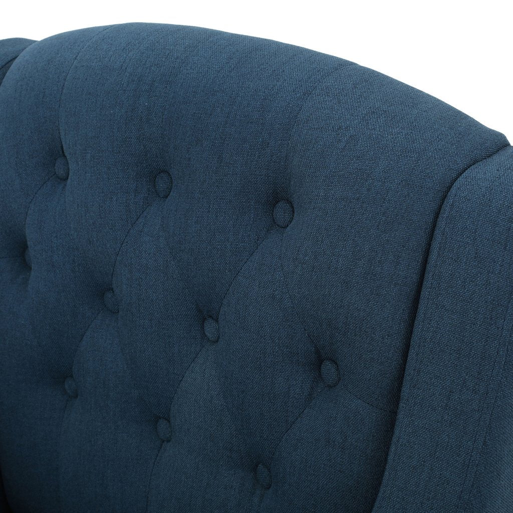 Canberra Linen Fabric Tufted Armchair in Dark Blue V1041-JSF-5007DARKBLUE
