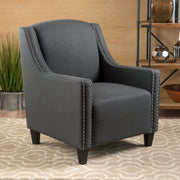 Camden Linen Fabric Studded Armchair in Dark Grey V1041-JSF-5007+ DARK GREY