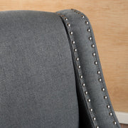 Camden Linen Fabric Studded Armchair in Dark Grey V1041-JSF-5007+ DARK GREY