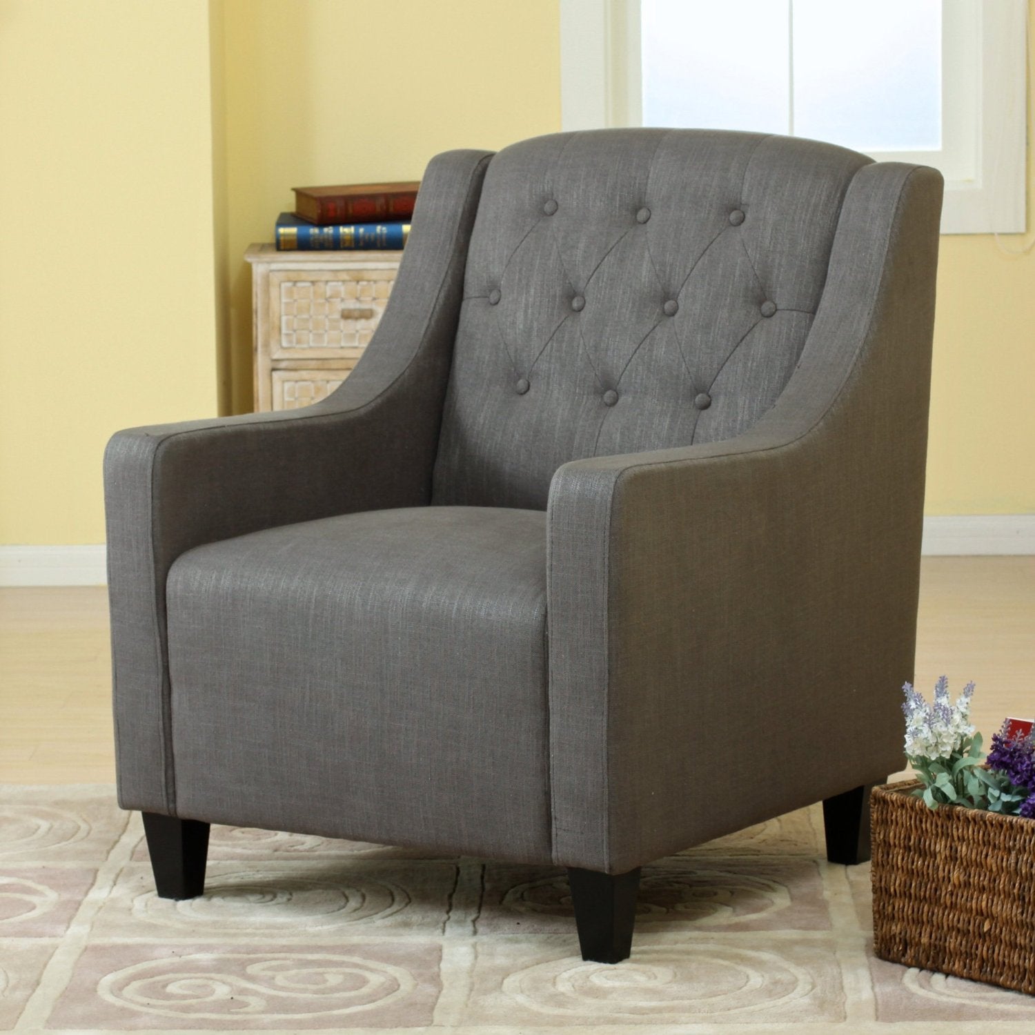 Canberra Fabric Armchair & Ottoman in Grey Linen V1041-JSF-5007GREY
