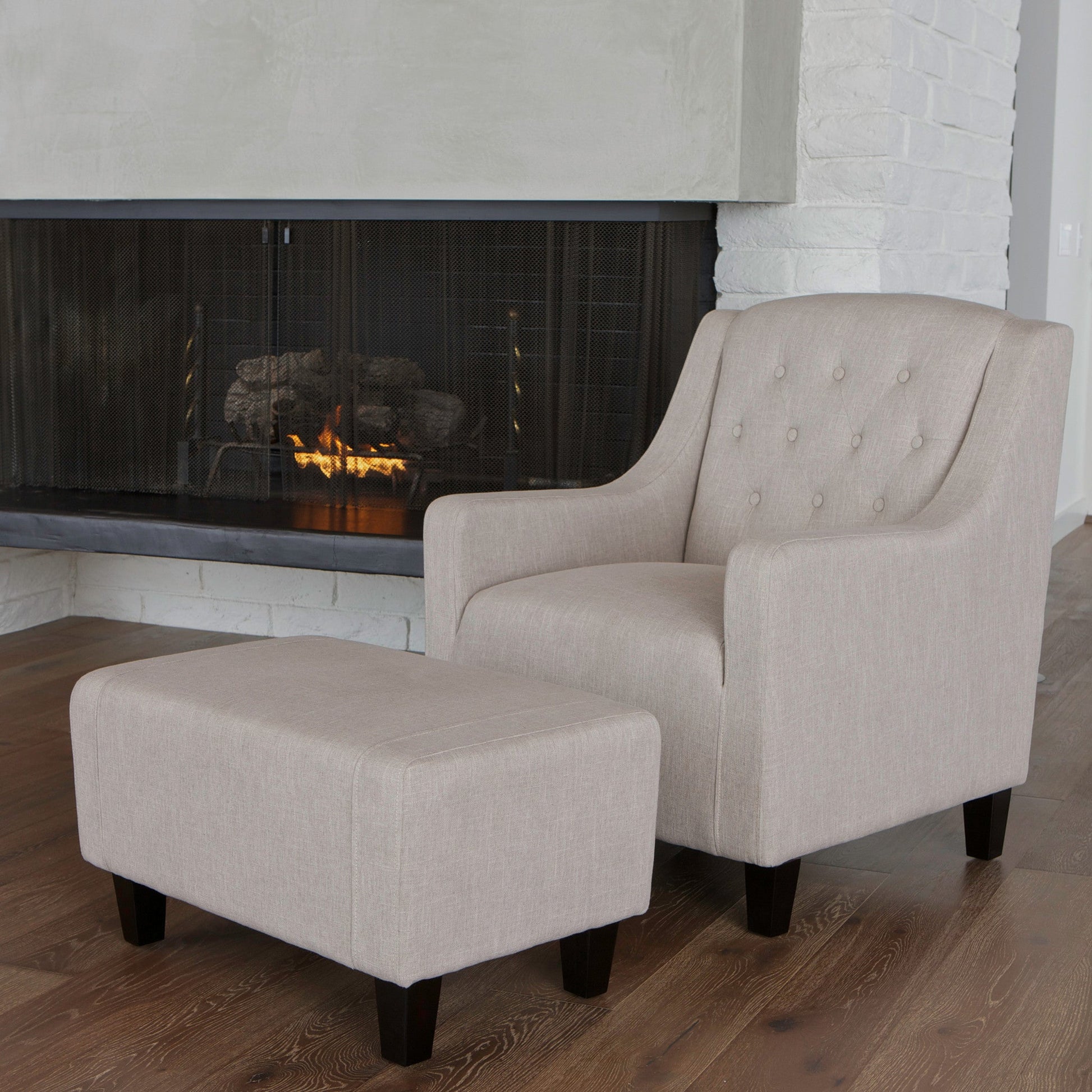 Canberra Fabric Armchair & Ottoman in Natural Linen V1041-JSF-5007NATURAL