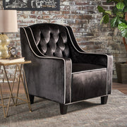 Lara Two Tone Tufted Black New Velvet Club Armchair V1041-JSF-5034BLACK