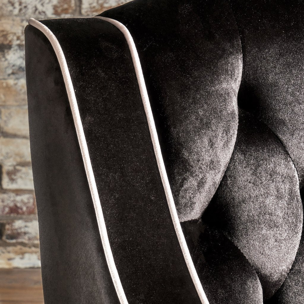 Lara Two Tone Tufted Black New Velvet Club Armchair V1041-JSF-5034BLACK