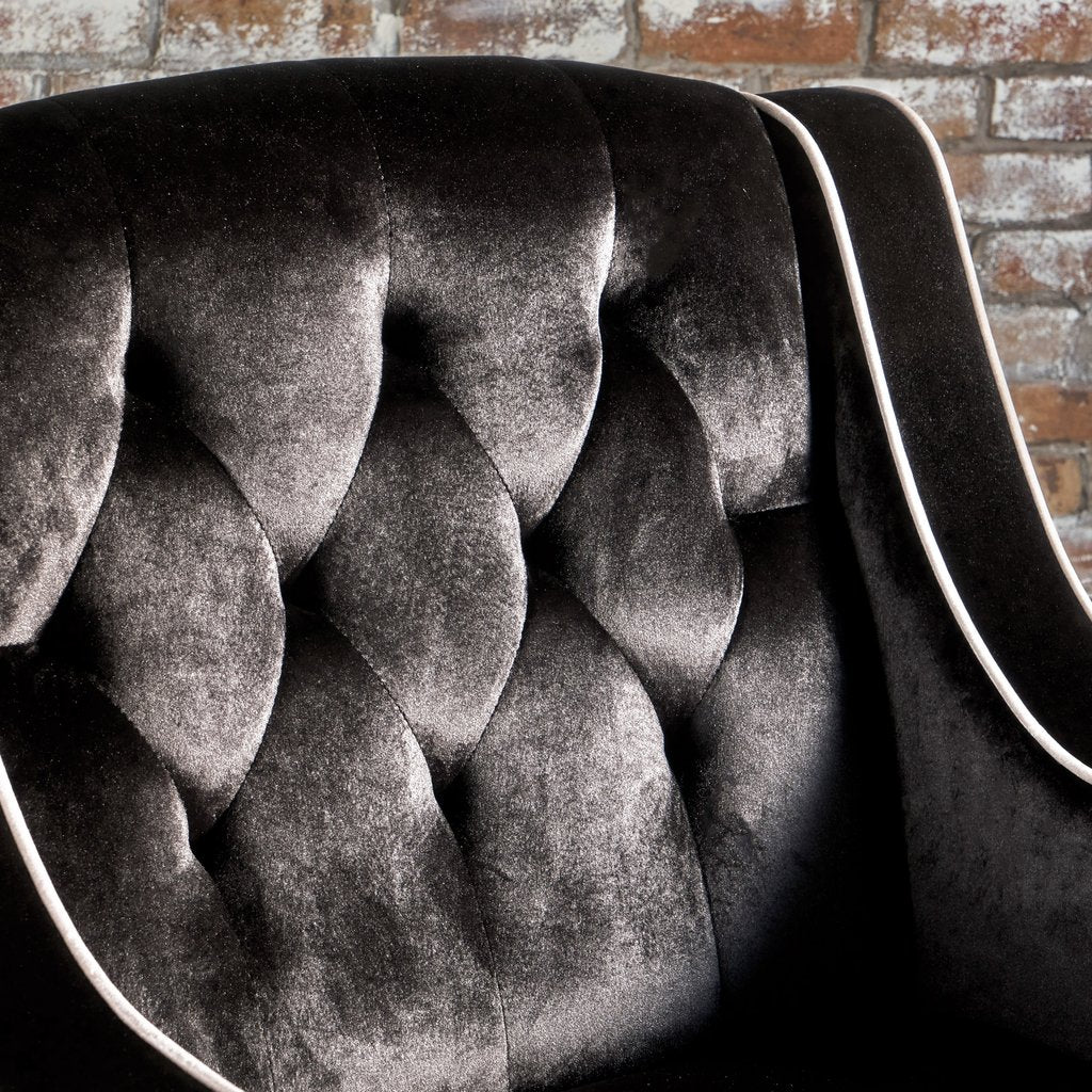 Lara Two Tone Tufted Black New Velvet Club Armchair V1041-JSF-5034BLACK