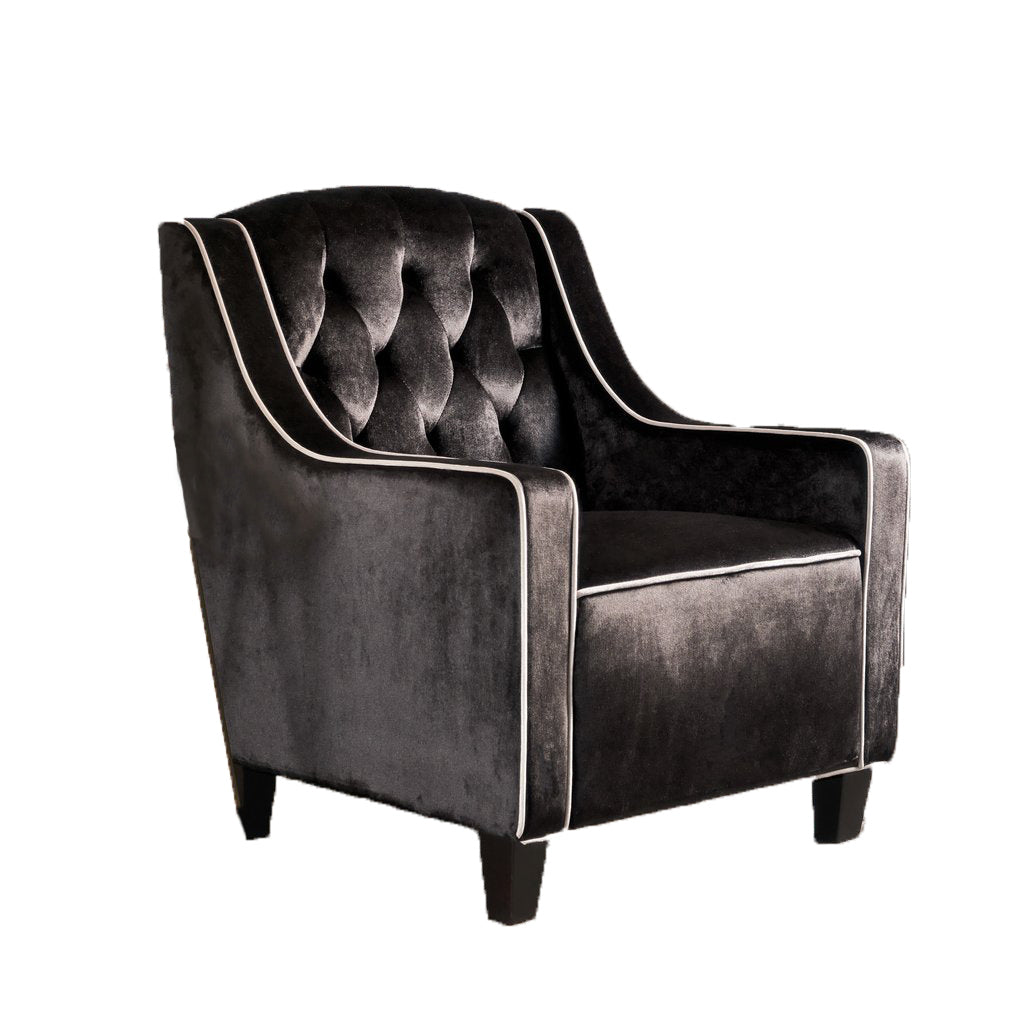 Lara Two Tone Tufted Black New Velvet Club Armchair V1041-JSF-5034BLACK