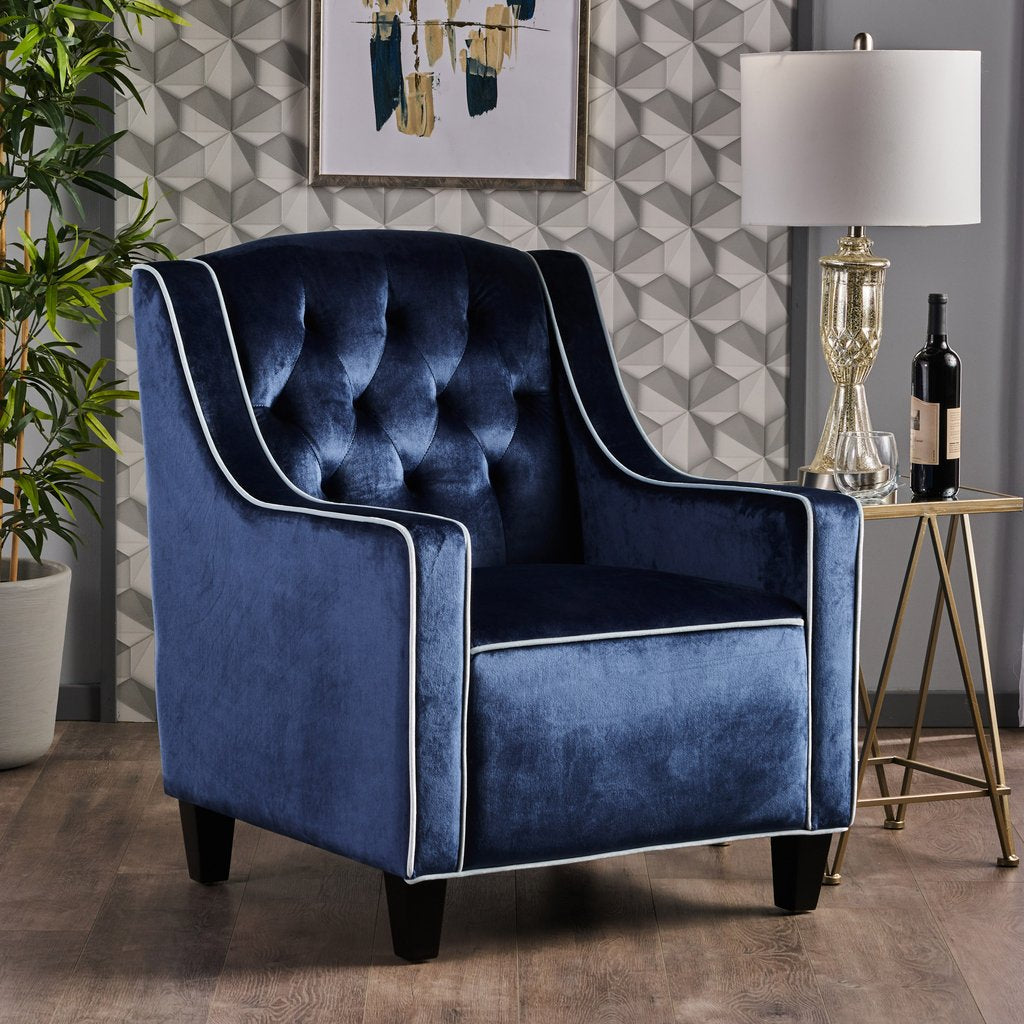 Lara Two Tone Tufted Cobalt New Velvet Club Armchair V1041-JSF-5034COBALT