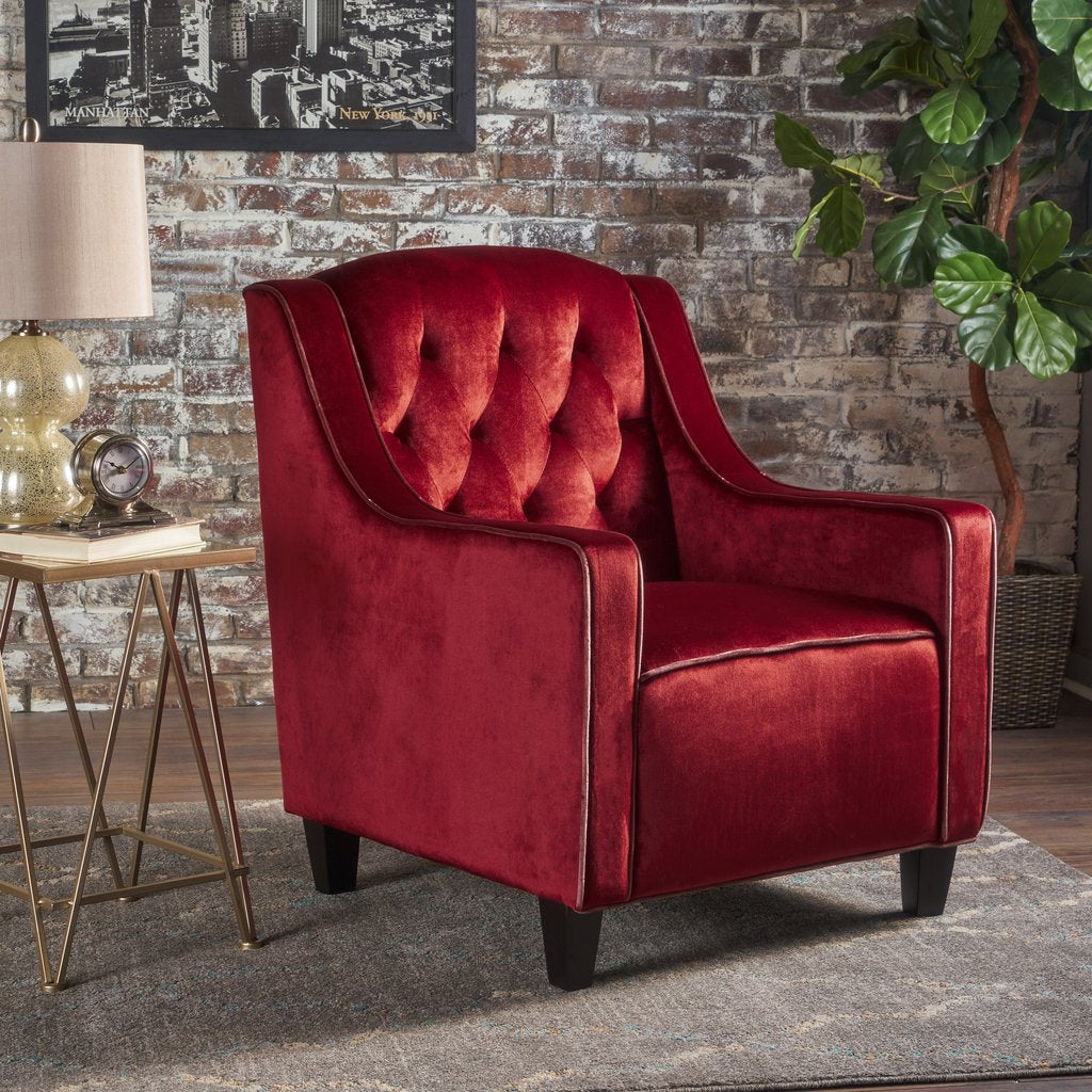 Lara Two Tone Tufted Garnet New Velvet Club Armchair V1041-JSF-5034GARNET