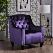 Lara Two Tone Tufted Plum New Velvet Club Armchair V1041-JSF-5034PLUM