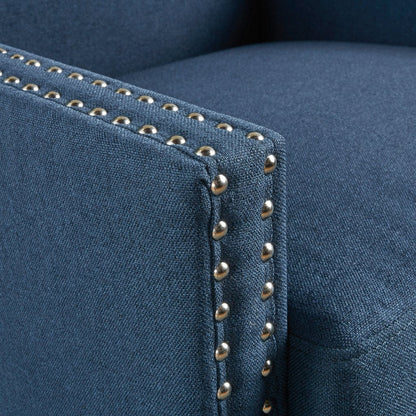 Cecilia Classic Studded Dark Blue Wingback Club Armchair V1041-JSF-5061DARKBLUE