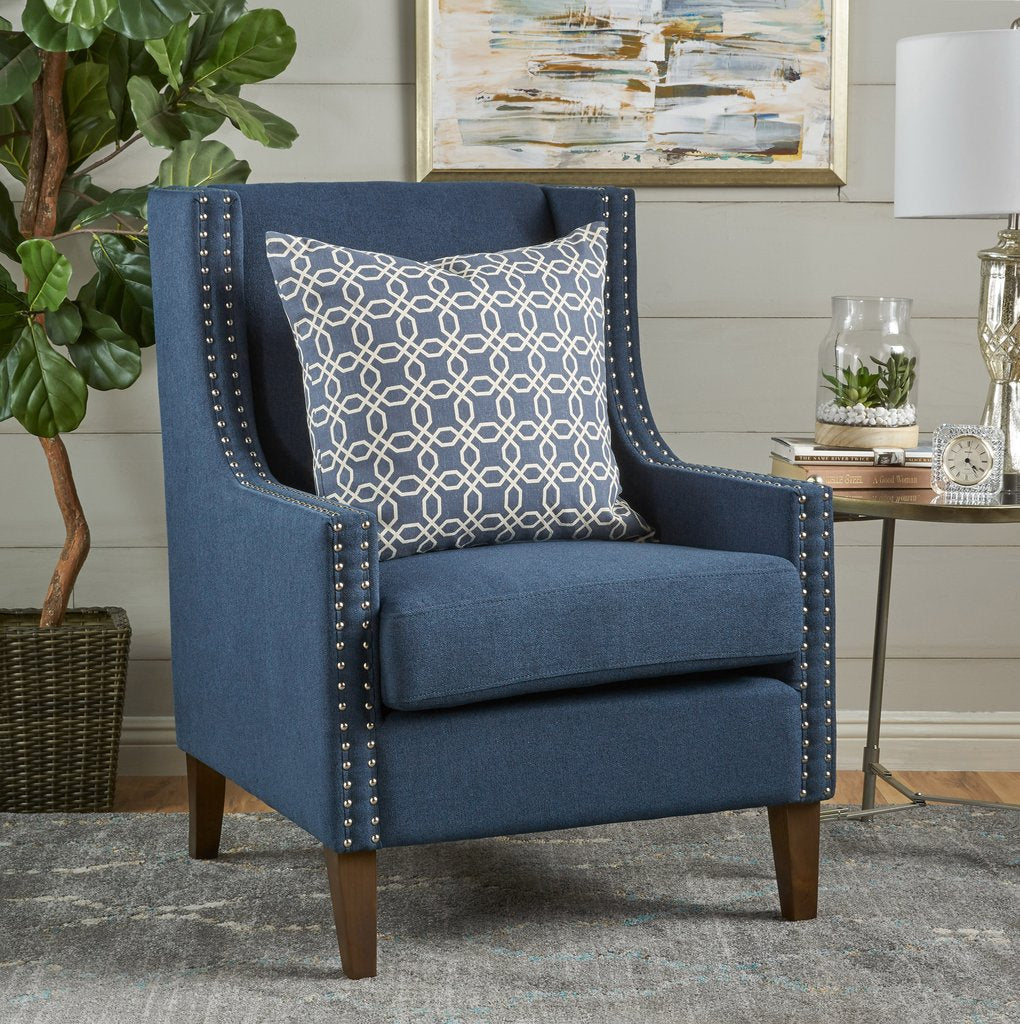 Cecilia Classic Studded Dark Blue Wingback Club Armchair V1041-JSF-5061DARKBLUE